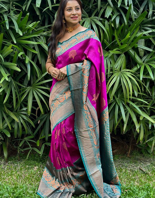 Nayra Magenta Pink Banarasi Silk Saree