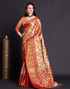 Veera Red Organza Silk Saree