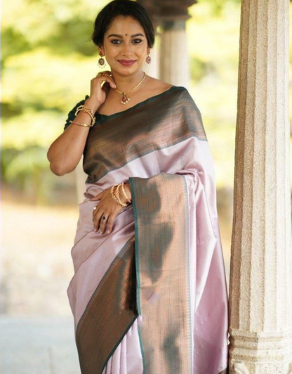 Urvashi Light Pink Soft Silk Saree