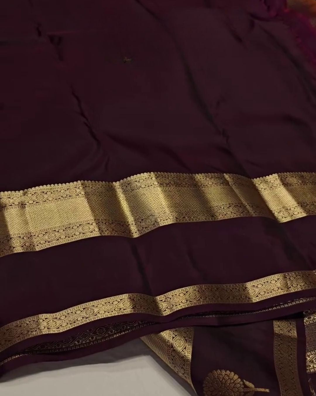 Piyali - Rust Brown Banarasi Silk Saree with Zari Floral Border