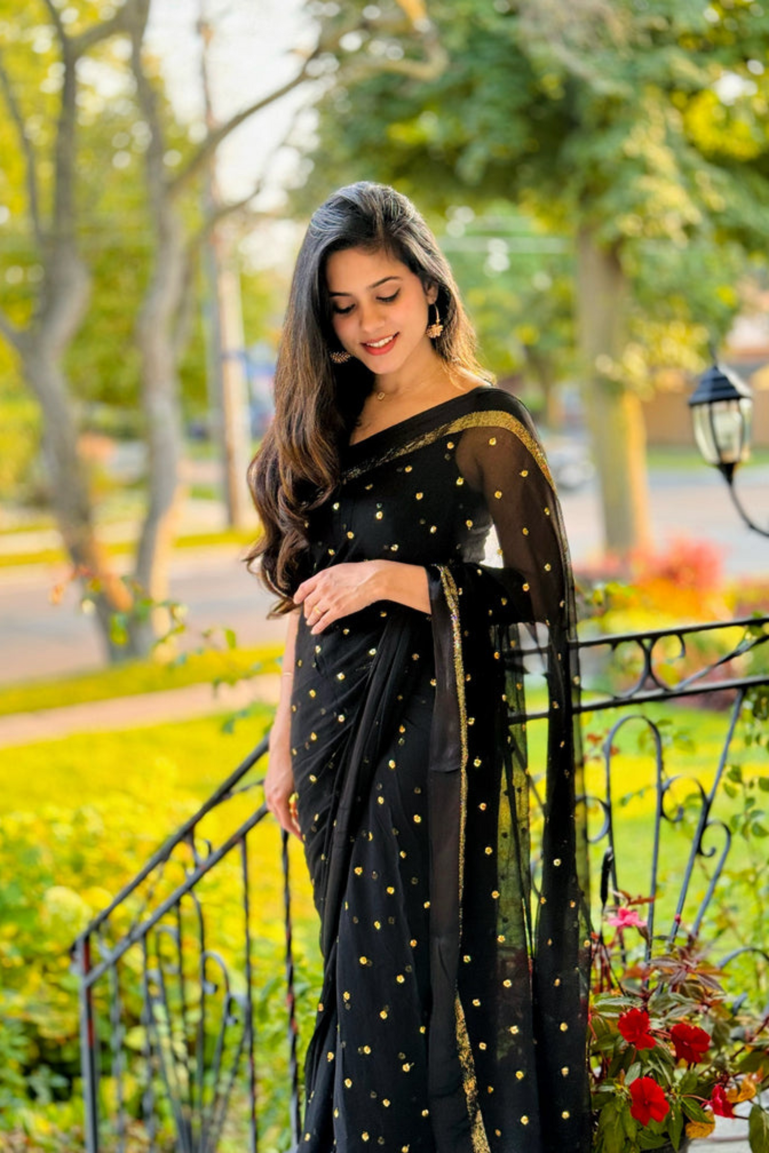 Midnight Glow - Chiffon Saree