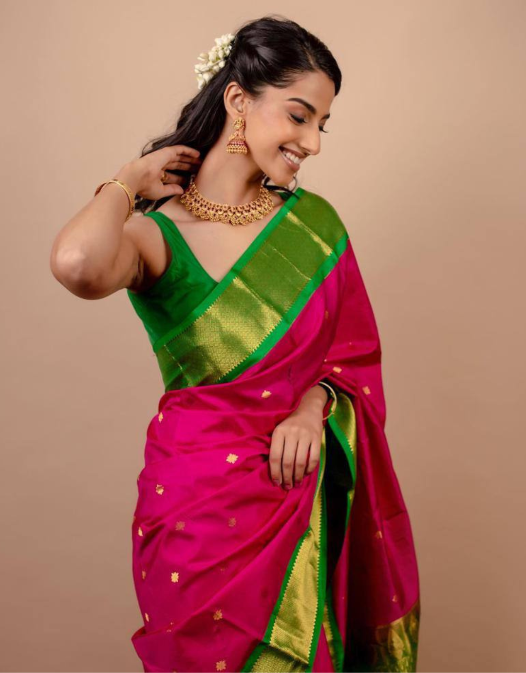 Siyani Pink Soft Silk Saree