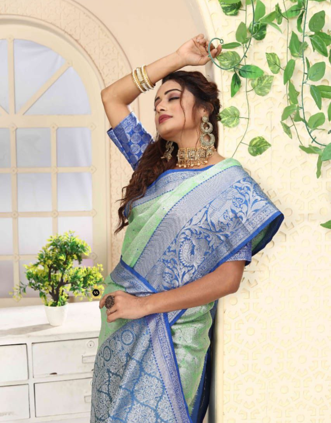 Sakshi Blue Kanchipuram Saree