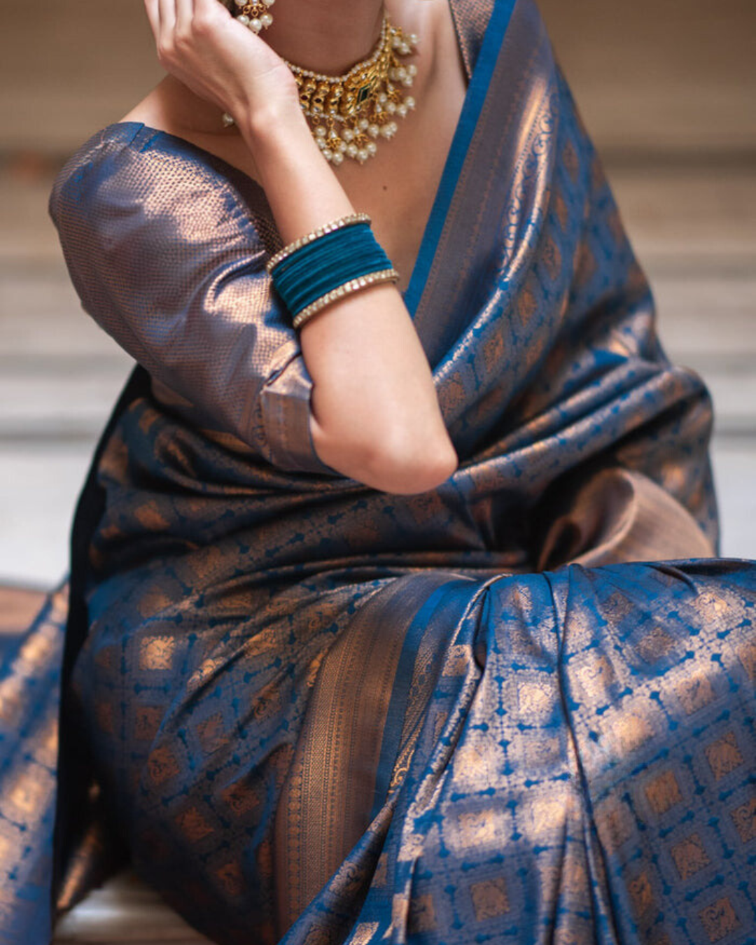 Royal Azure - Banarasi Silk Saree