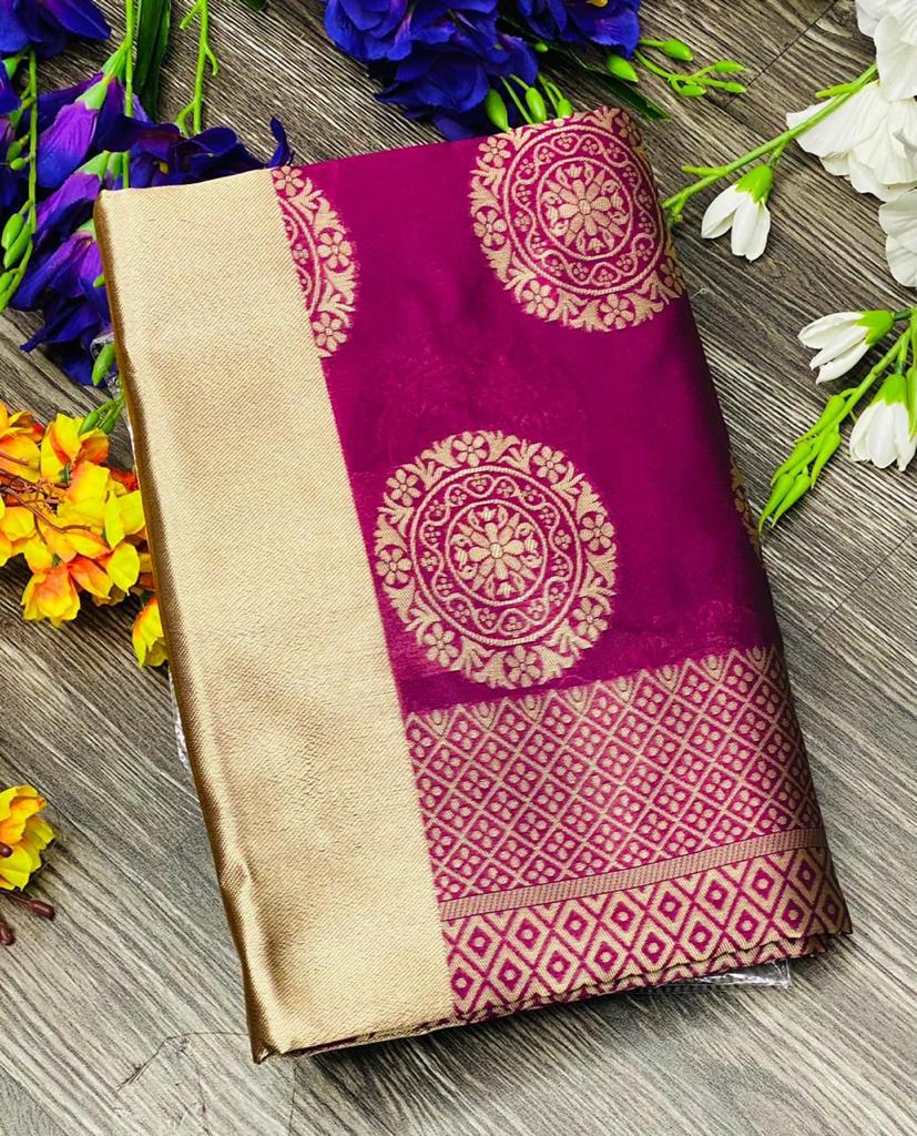 Viha Wine Banarasi Silk Saree