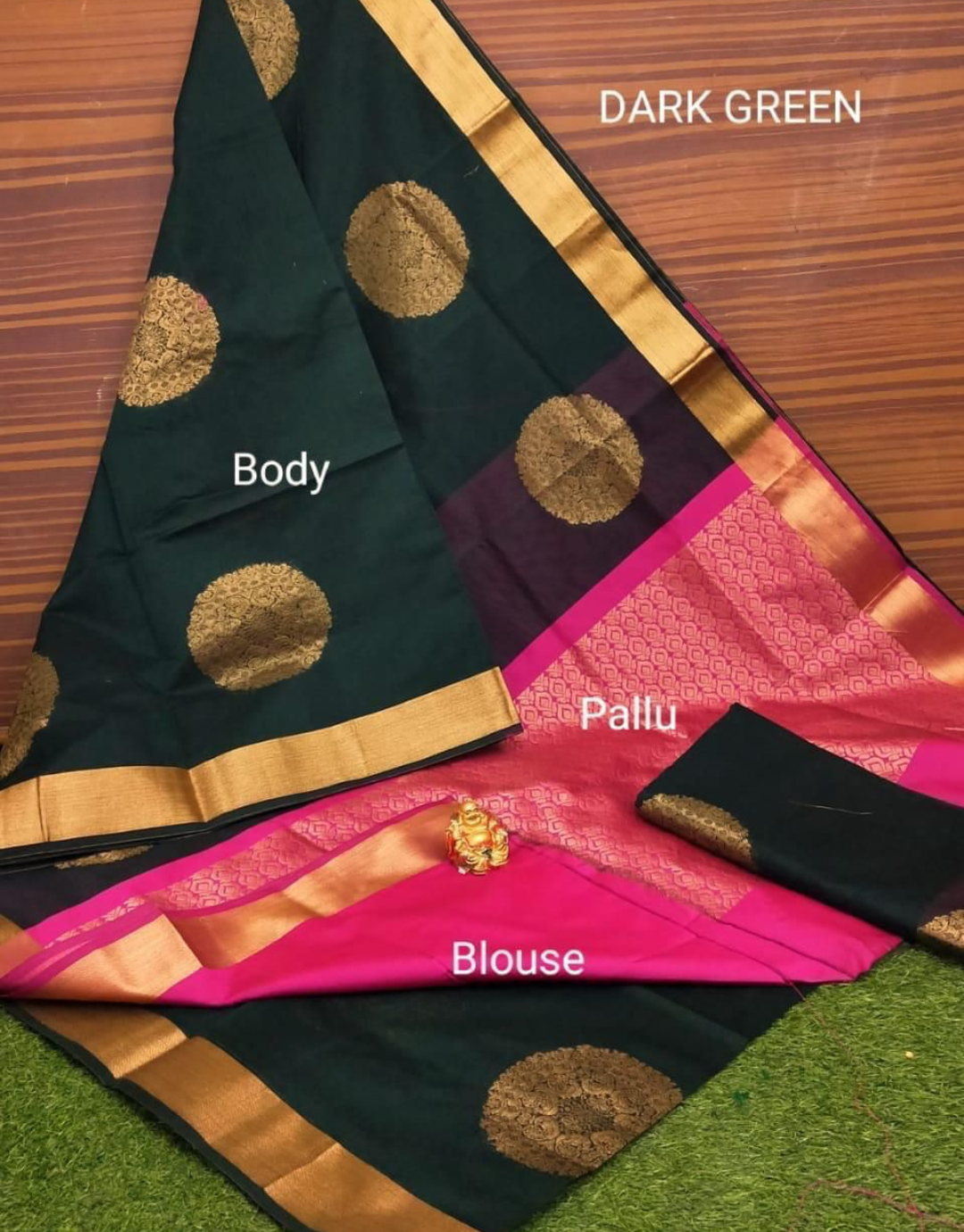 Nishu Green-Pink Lichi Silk Saree