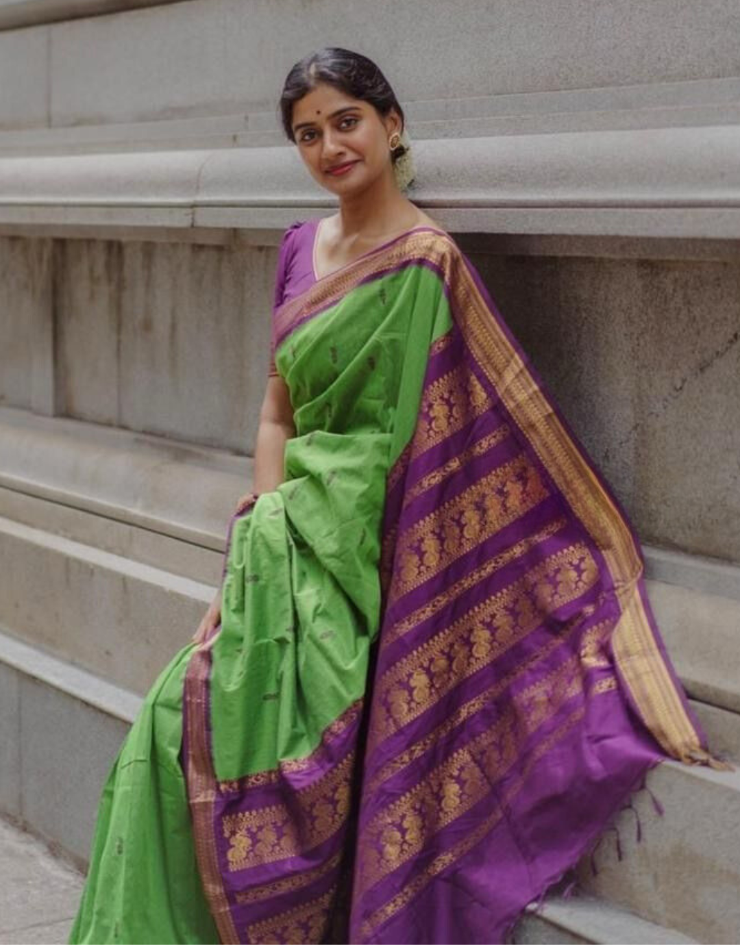 Bhavna ToxicGreen Linen Cotton Saree