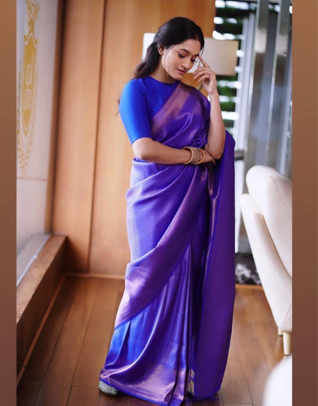 Shara RoyalBlue Banarasi Soft Silk Saree