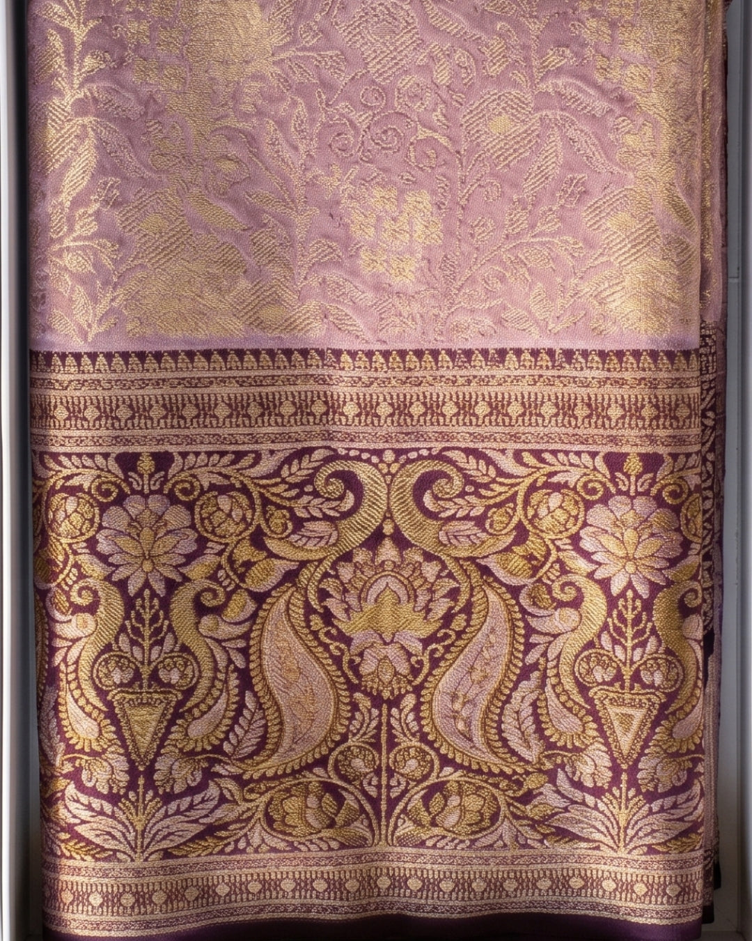 Svarnika - Purple Floral Banarasi Saree