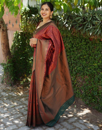 Zarika Maroon Banarasi Silk Saree