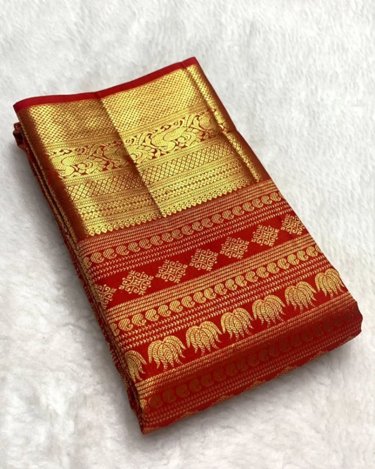 Sampriti - Crimson Red Kanjivaram Saree