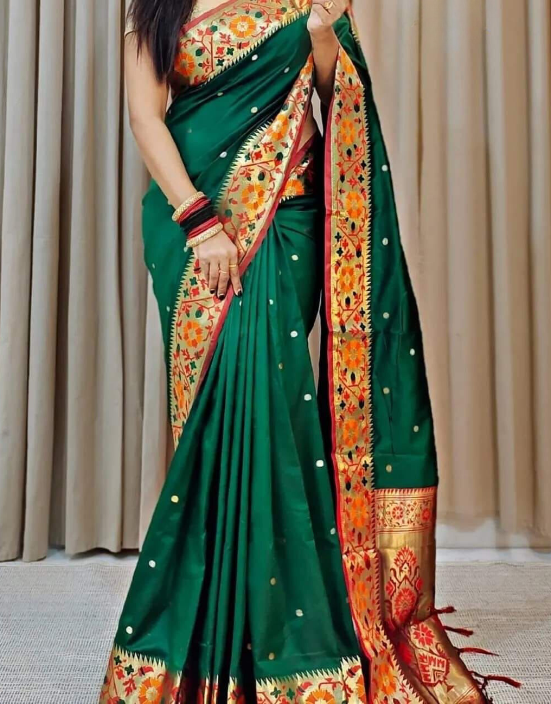 Nikita Green Paithani Silk Saree