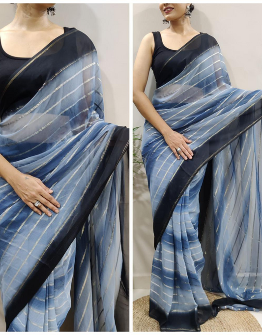 Minakshi Grey Ready To Wear Saree