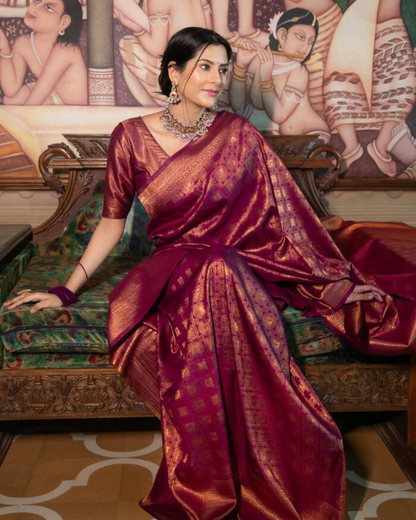 Royal Maroon - Banarasi Silk Saree