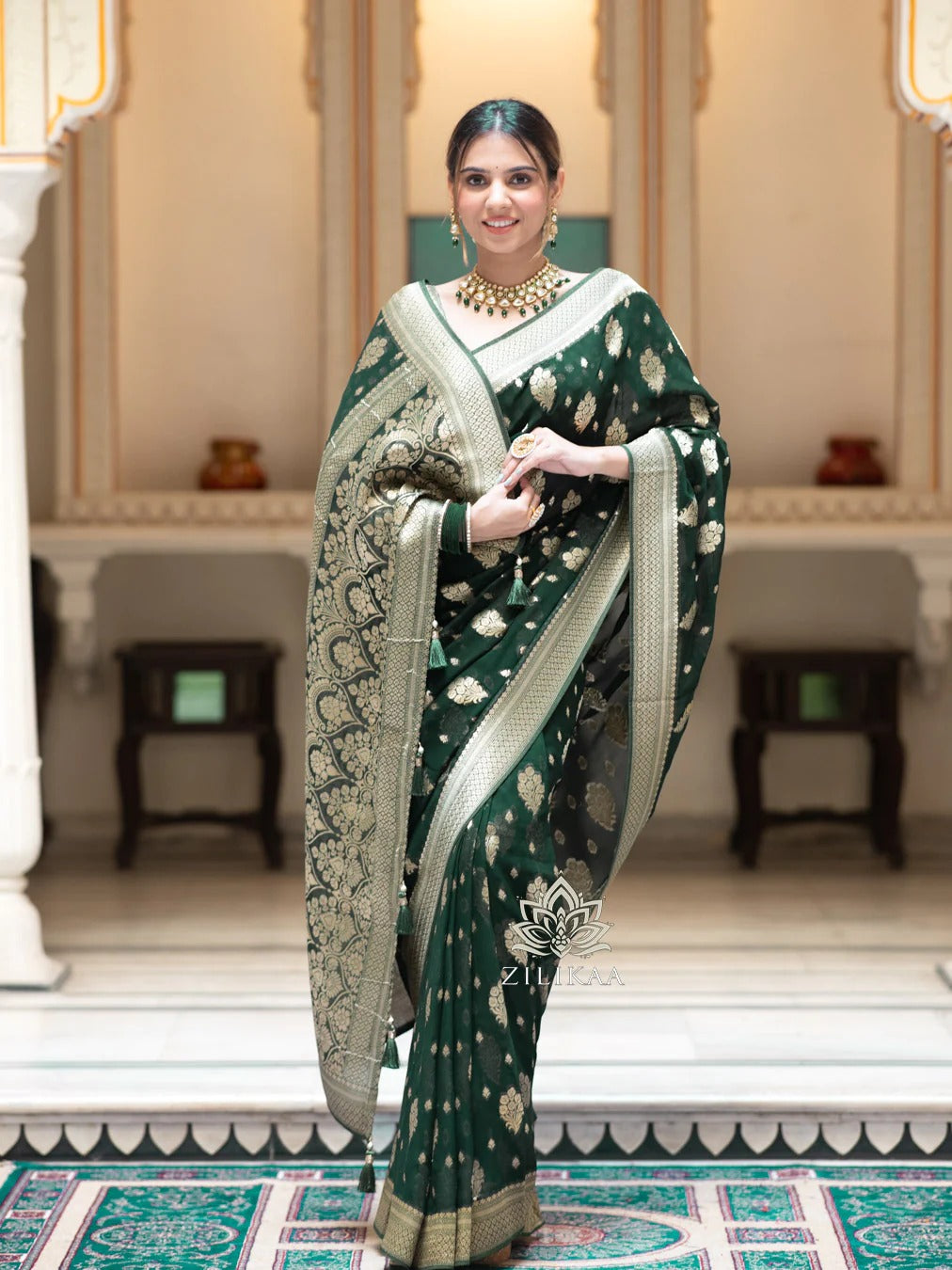 Sudha Green Banarasi Silk Saree