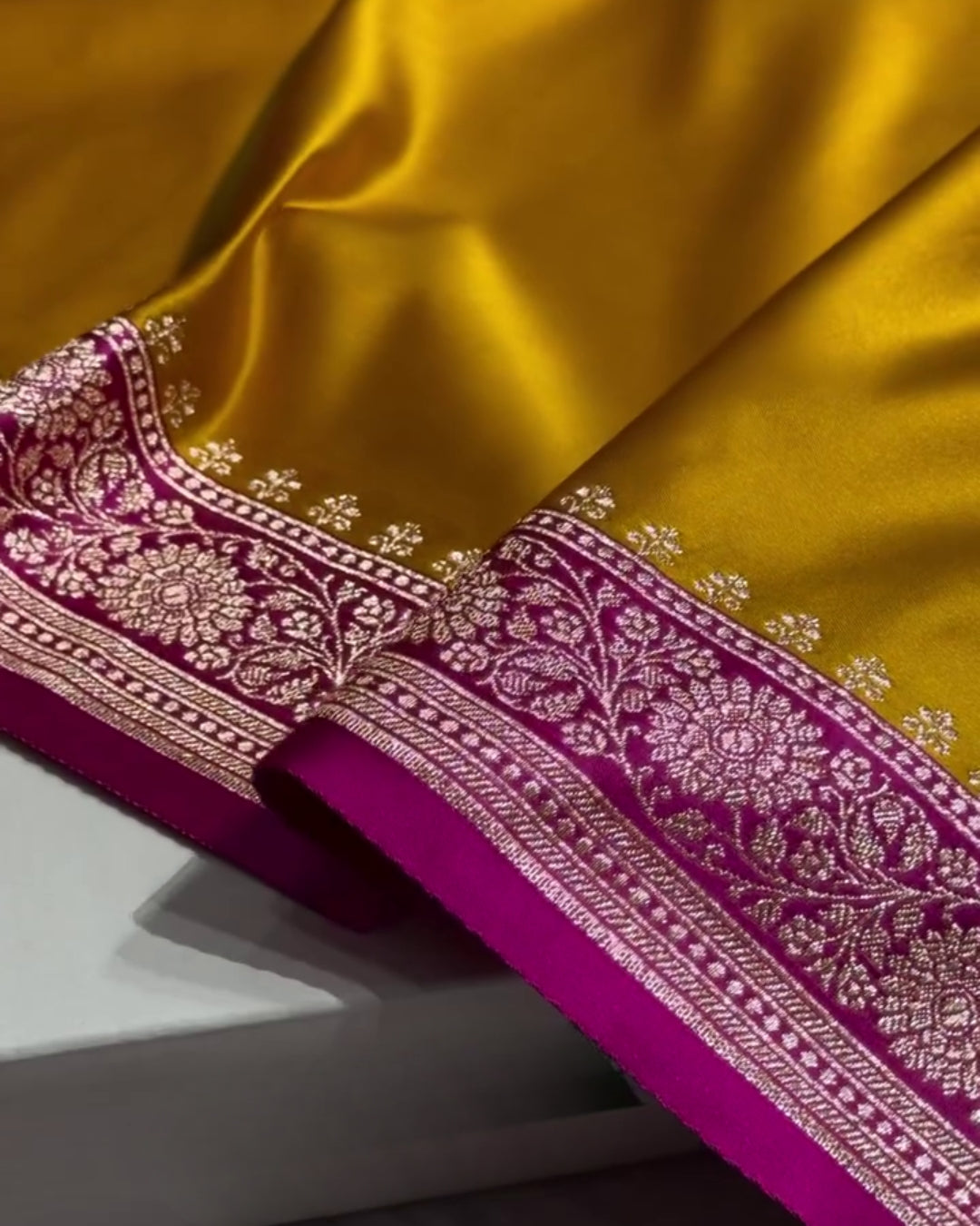 Ami - Grand Mustard Zari Border Wedding Wear Saree