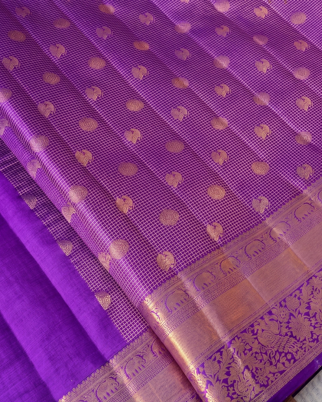 Rushika - Gold Zari Purple Saree