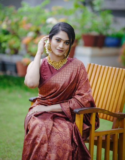 Jyoti Maroon Banarasi Silk Saree