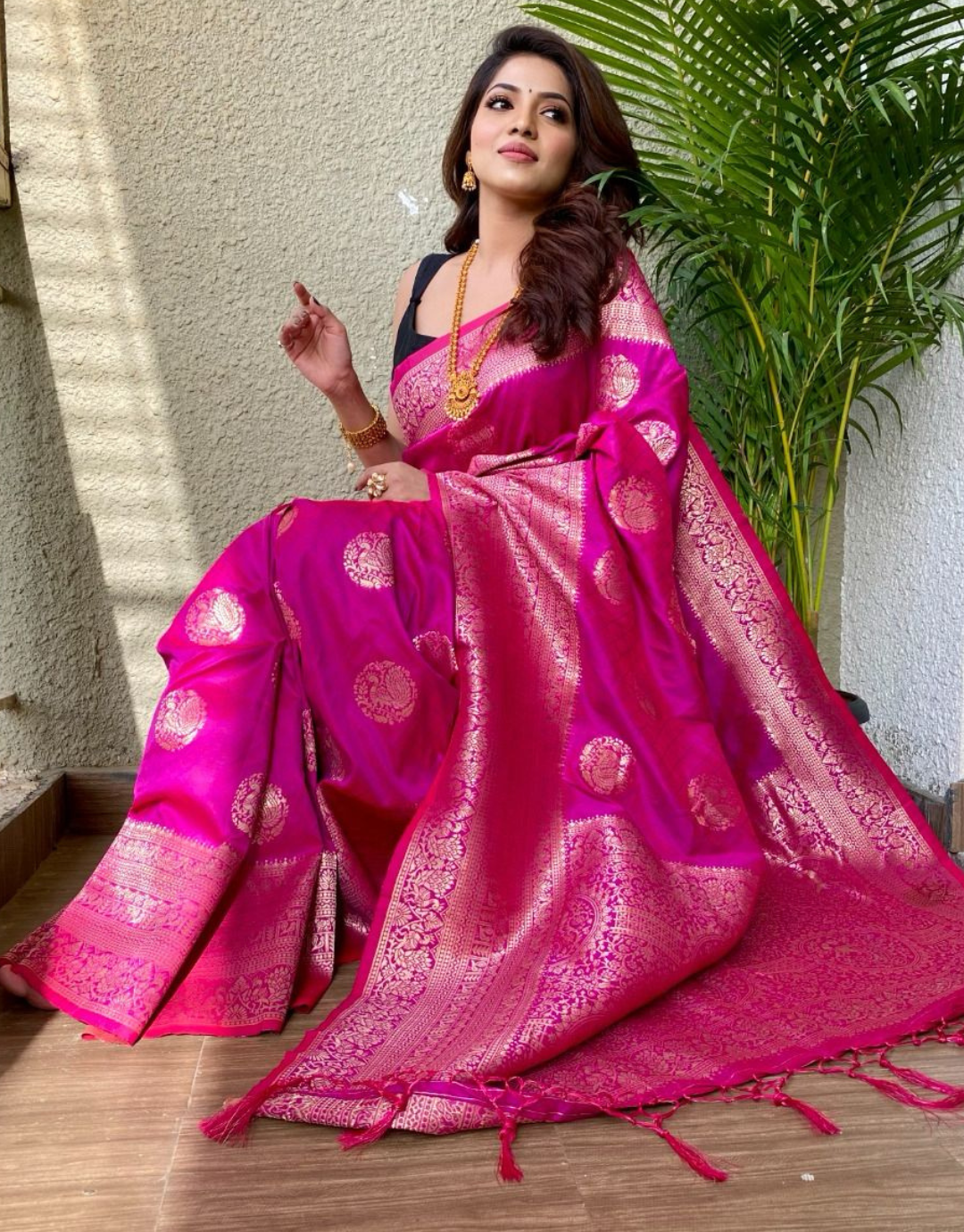 Ritika RubyPink Banarasi Silk Saree