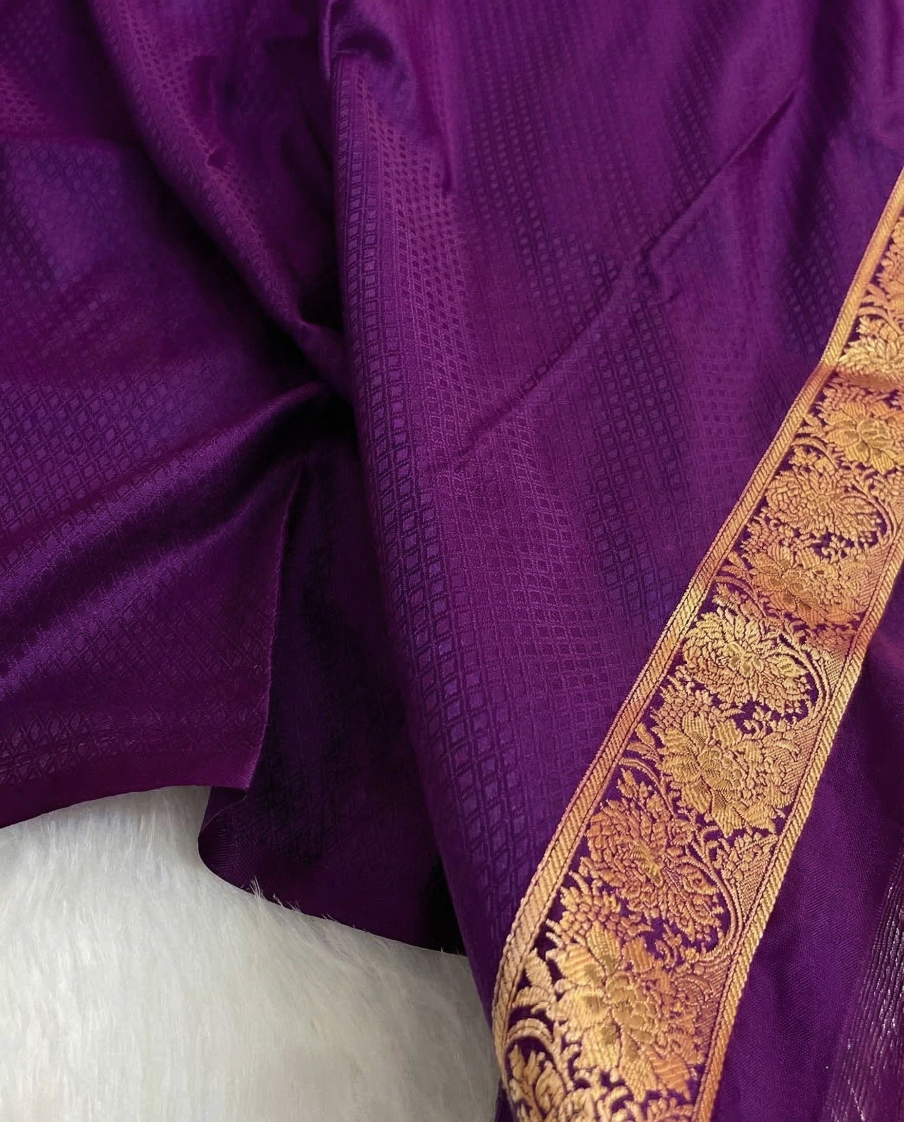 Vidhatri - Purple Banarasi Pure Mashru Satin Silk Saree With Rich Zari Jaal