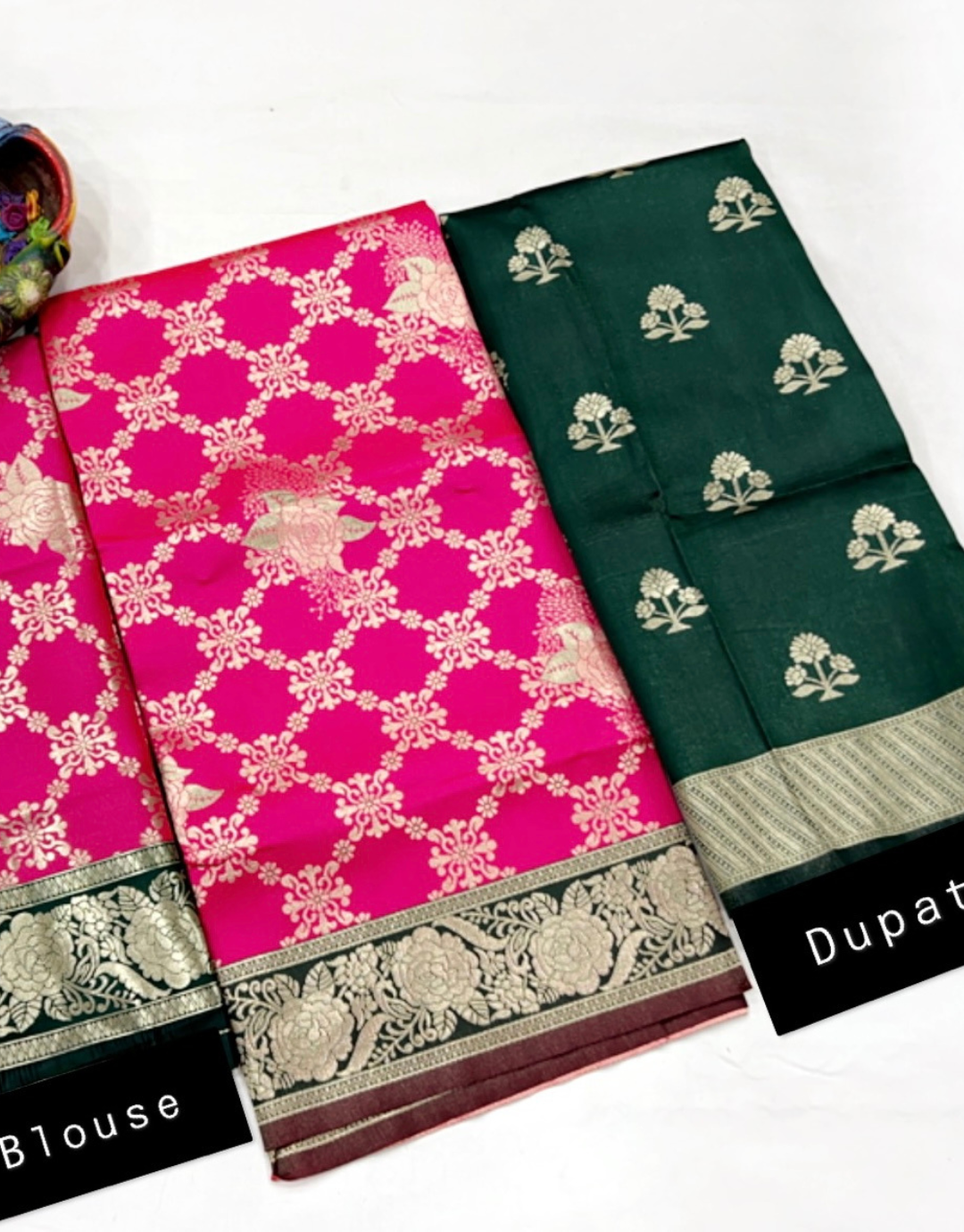 Durga Darkpink Kanchipuram Half Saree