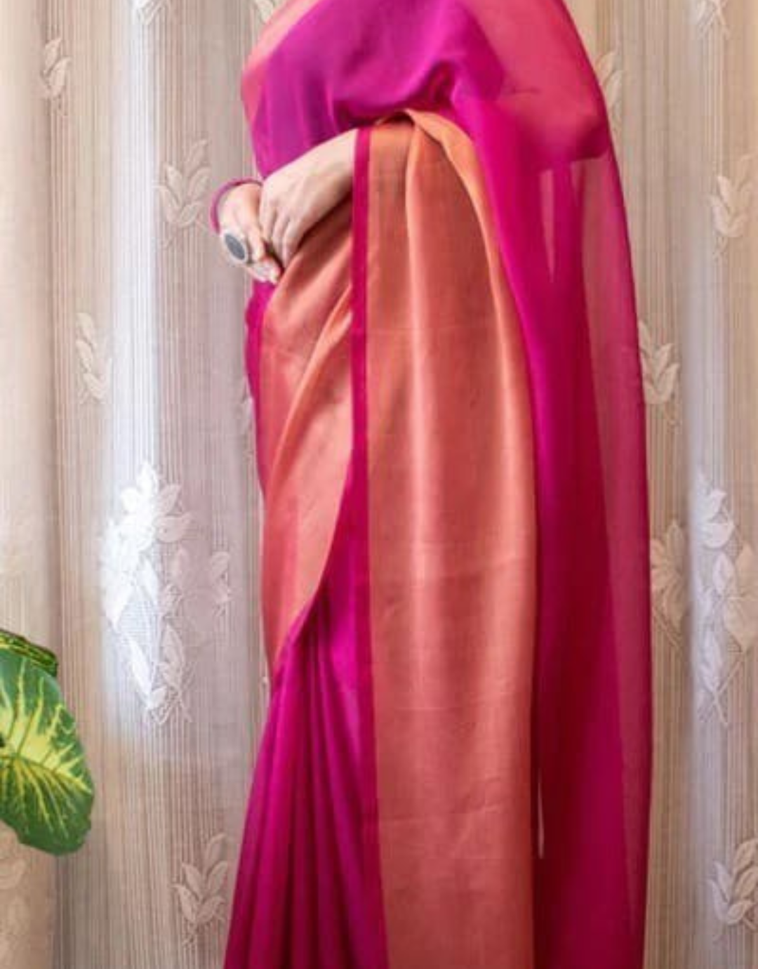 Jessica Pink Chiffon Silk Ready To Wear Saree