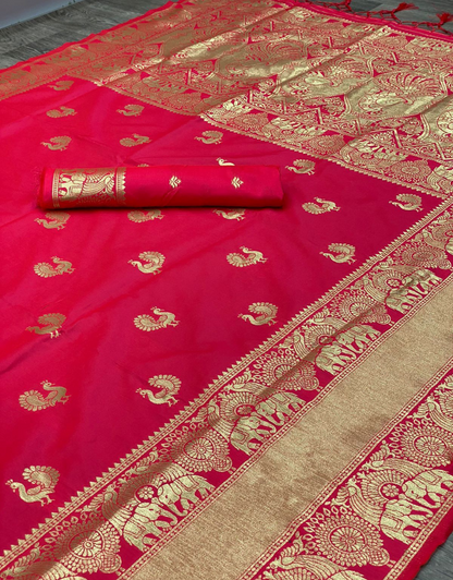 Hania Red Banarasi Saree