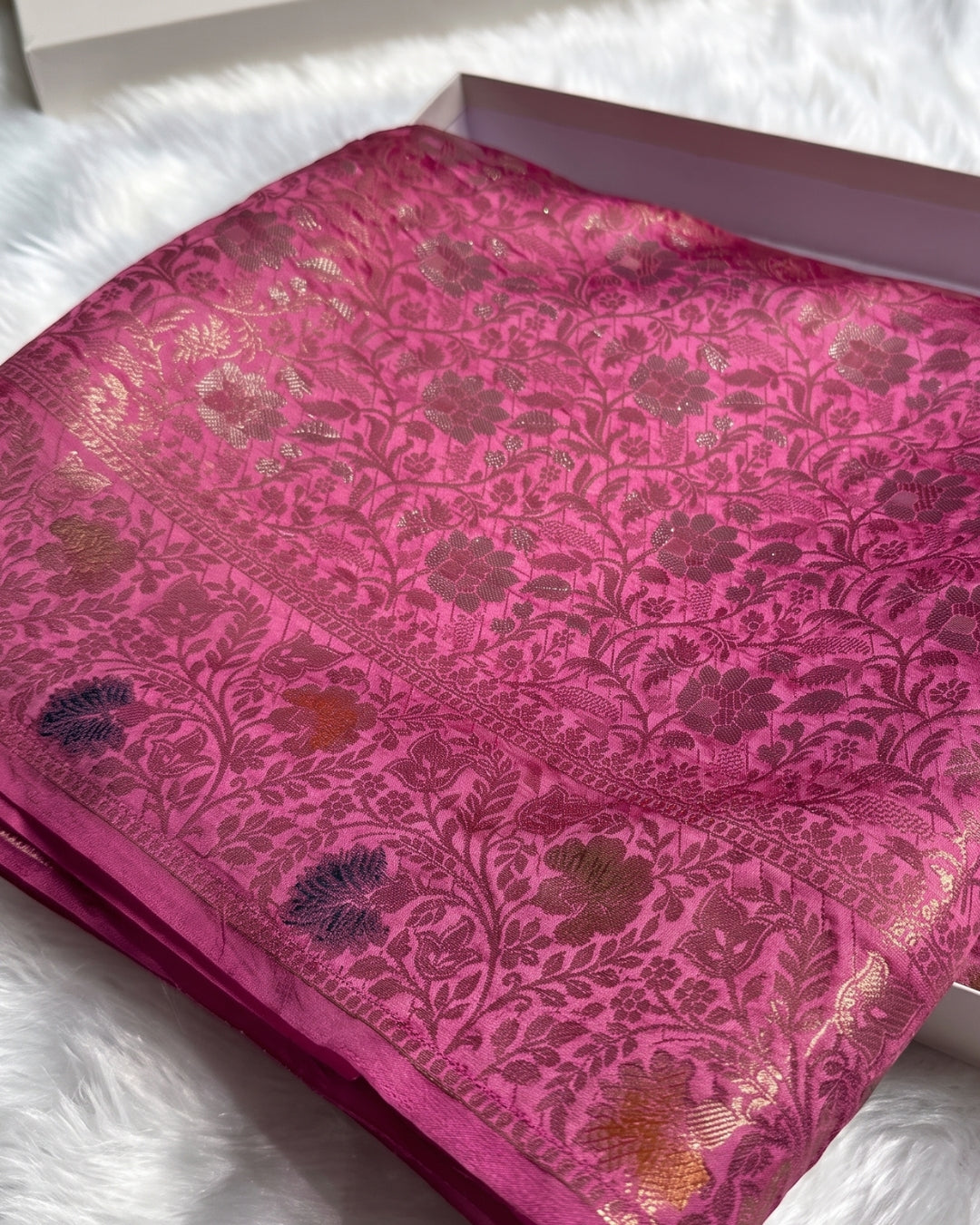 Dhvani - Rani Pink Banarasi Silk Saree