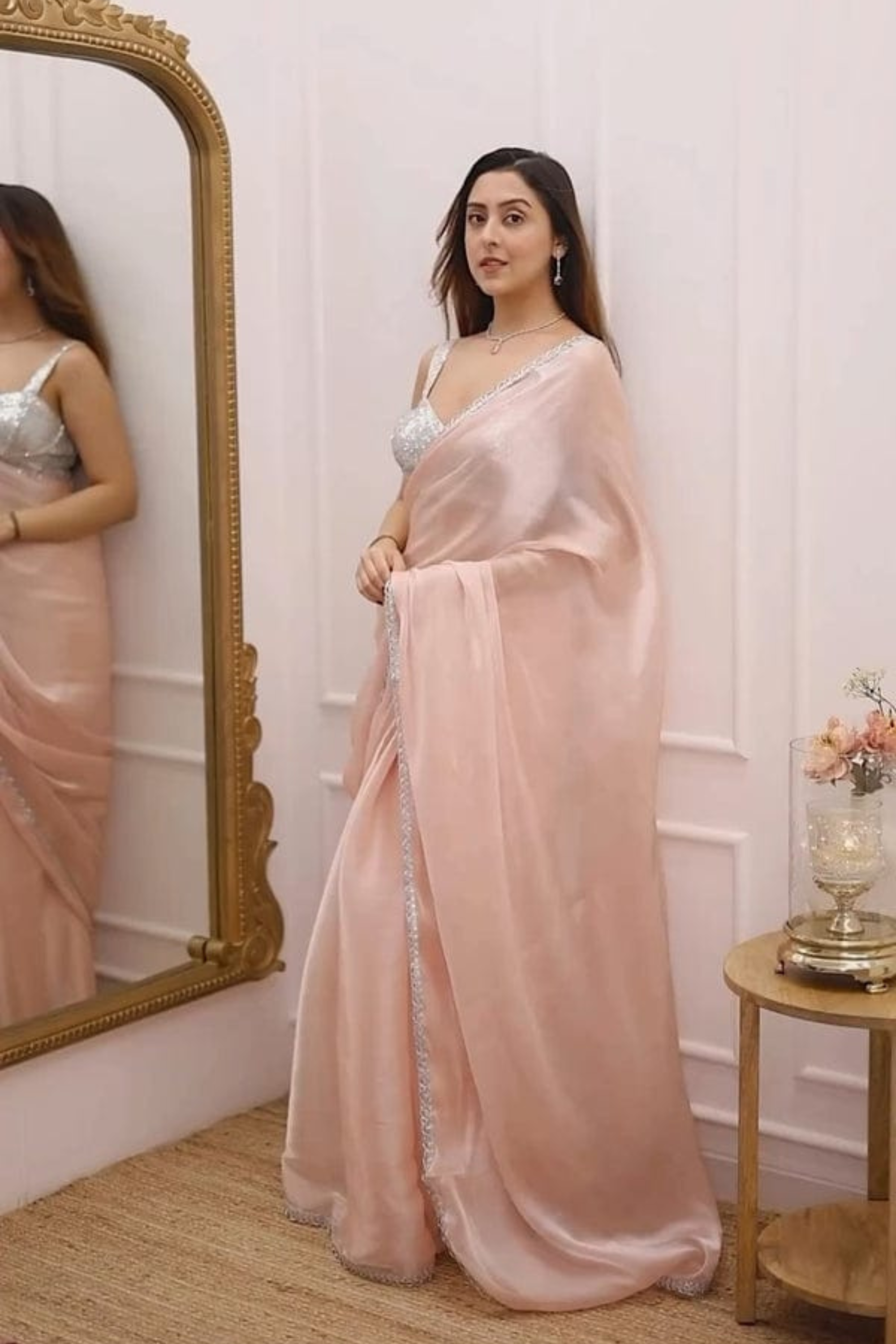 Ethereal Blush - Organza Silk Saree