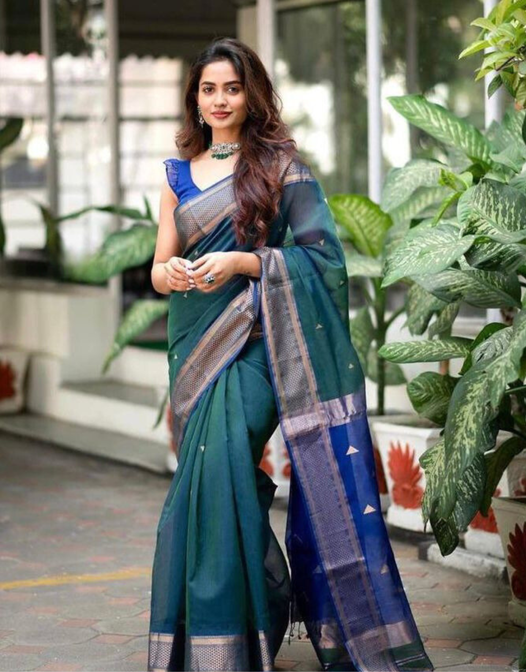 Veena Ramagreen Soft Silk Saree