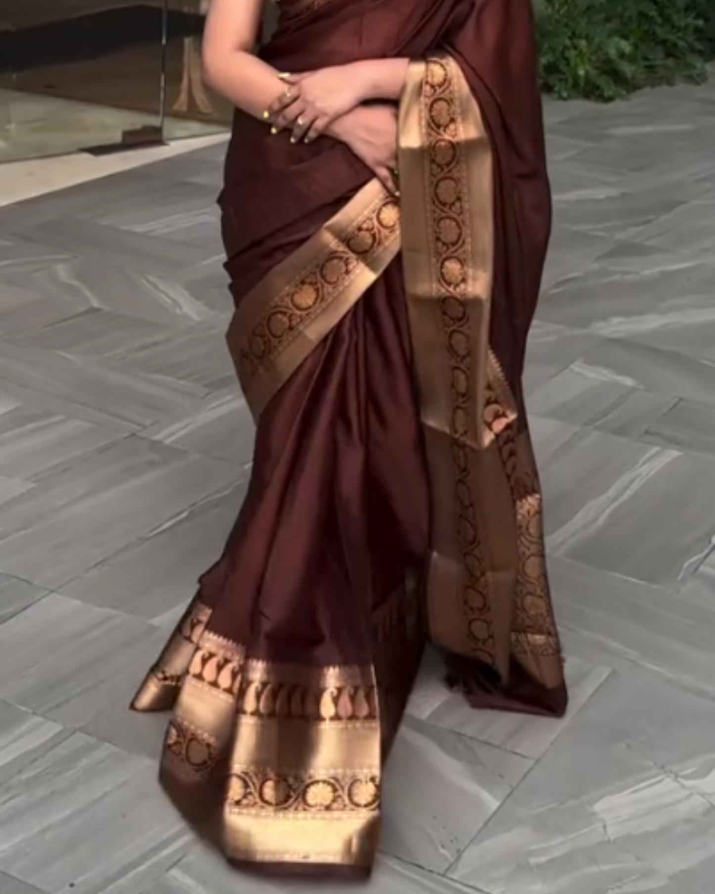 Chocolate Glow - Banarasi Silk Saree