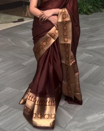 Chocolate Glow - Banarasi Silk Saree