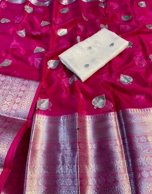 Devika Deep Pink Organza Silk Saree