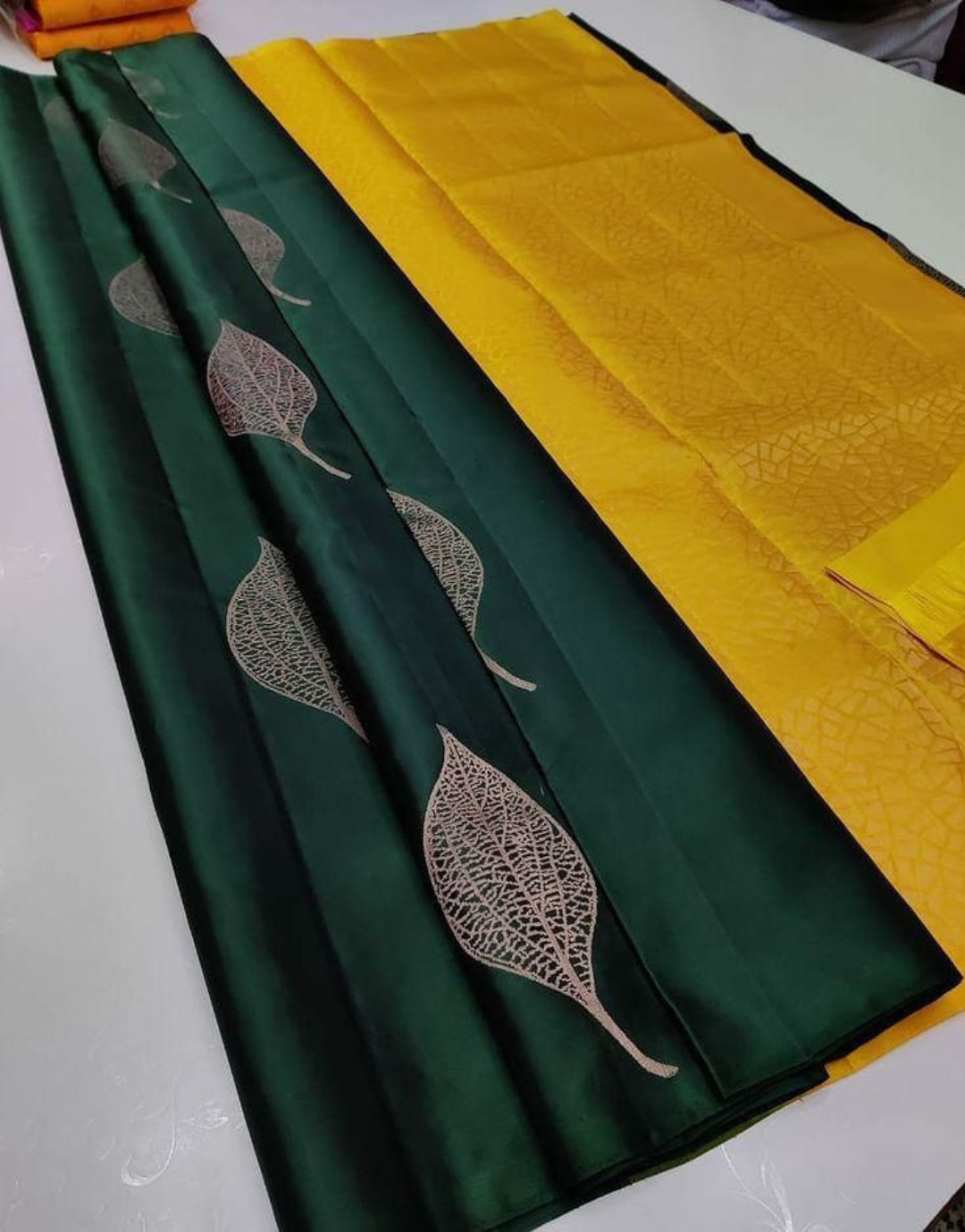 Mila Green-Yellow Soft Silk Saree