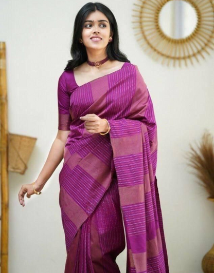 Vruti Dark Pink Soft Silk Saree With Blouse