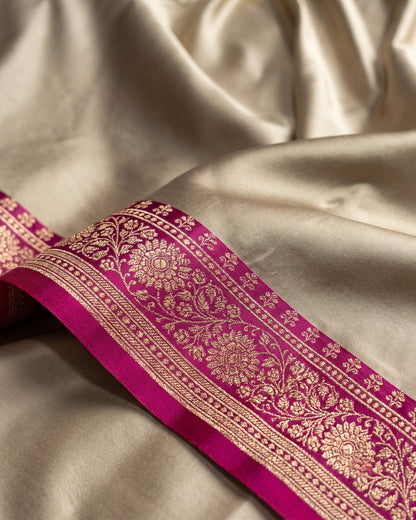 Hridya - Pearl Grey Banarasi Silk Designer Saree
