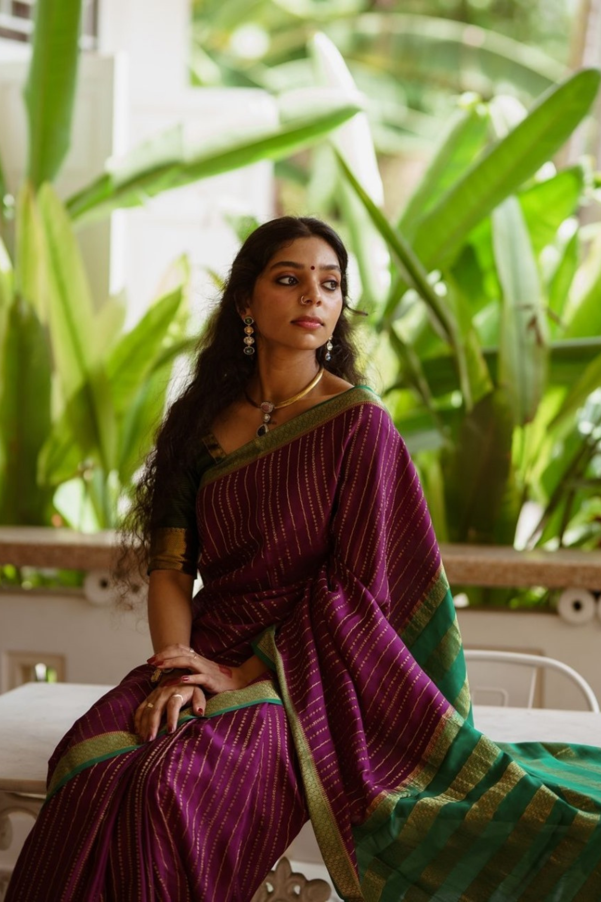 Amethyst Shine - Handwoven Silk Saree