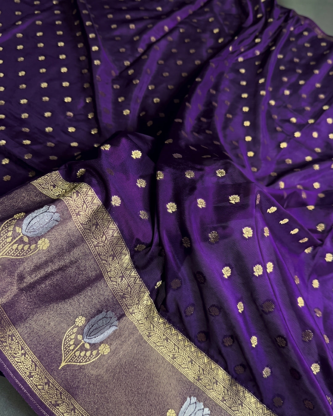 Varni - Royal Purple Zari Blossom Saree
