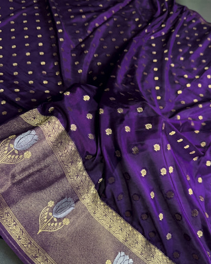 Varni - Royal Purple Zari Blossom Saree