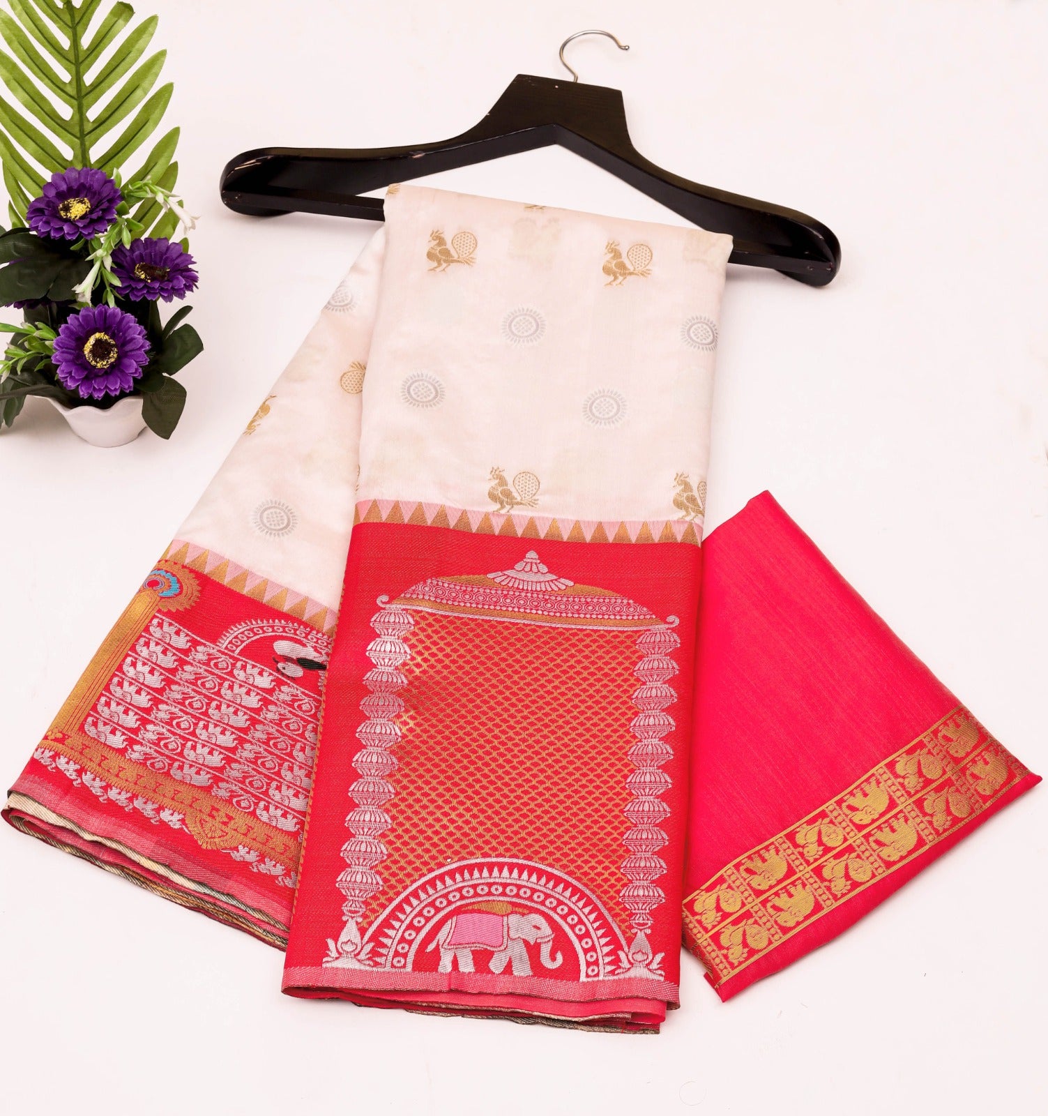 Naina OffWhite Banarasi Silk Saree