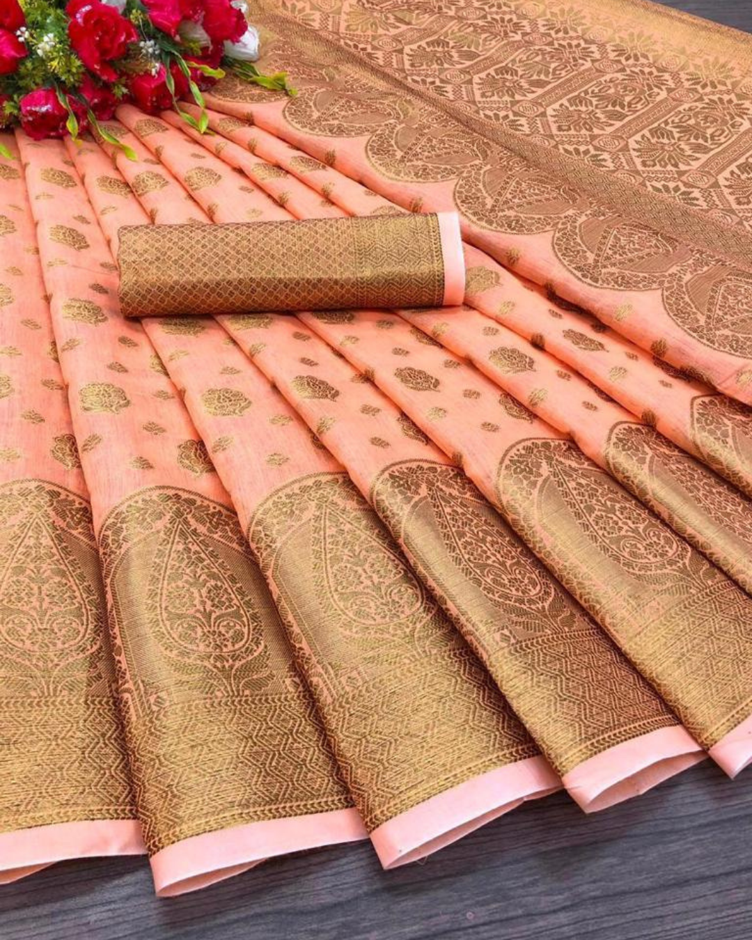 Pinal Orange Cotton Saree