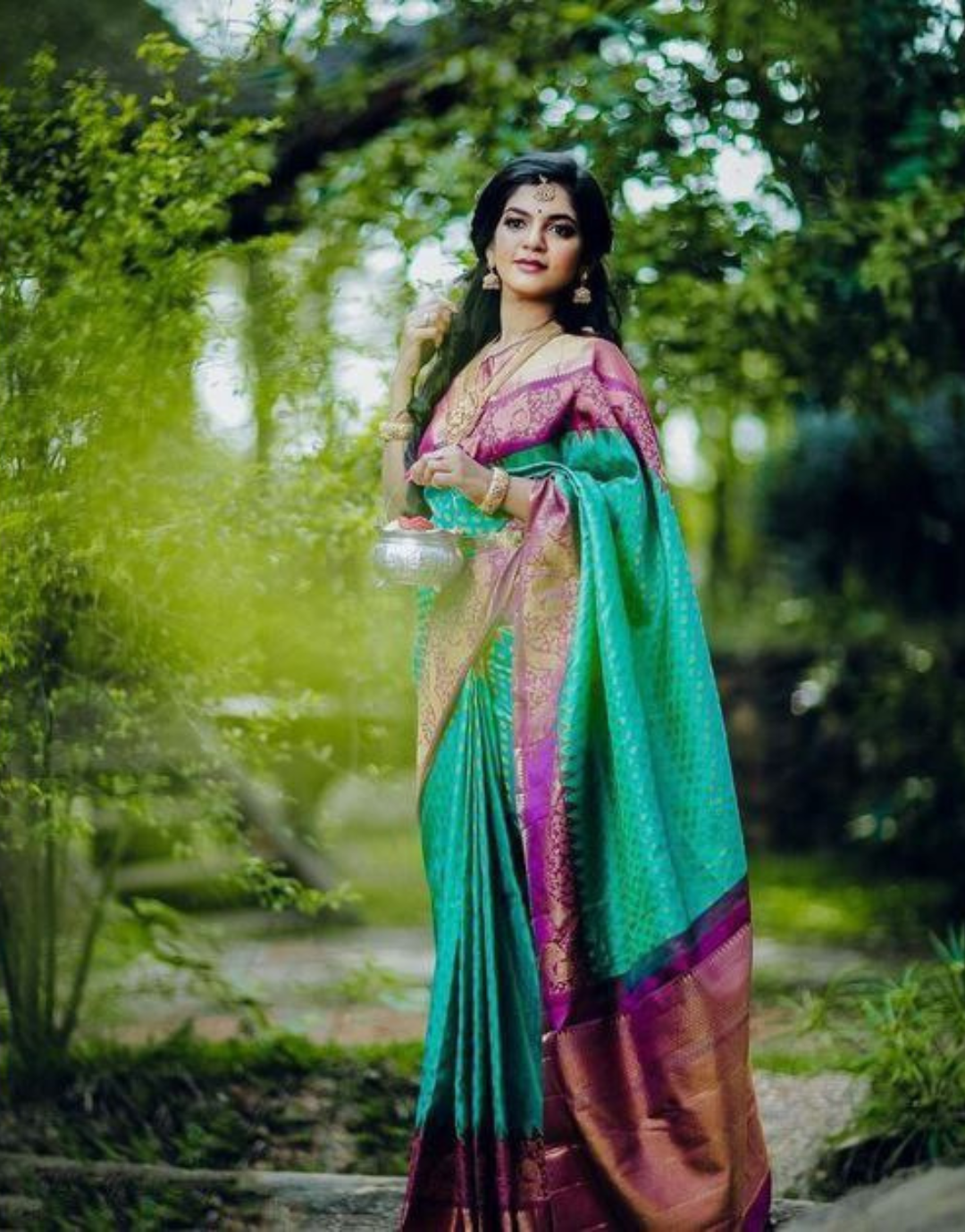 Pooja RamaGreen Kanchipuram Silk Saree