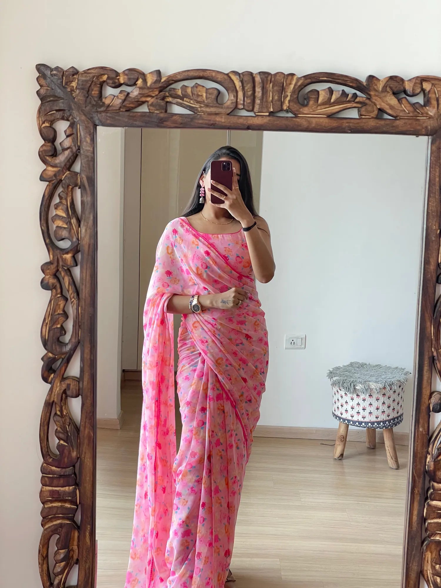 One Min Ready to Wear Light Pink Lily Saree