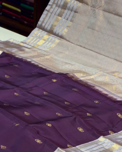 Vrunda - Traditional Plum Party Wear Saree