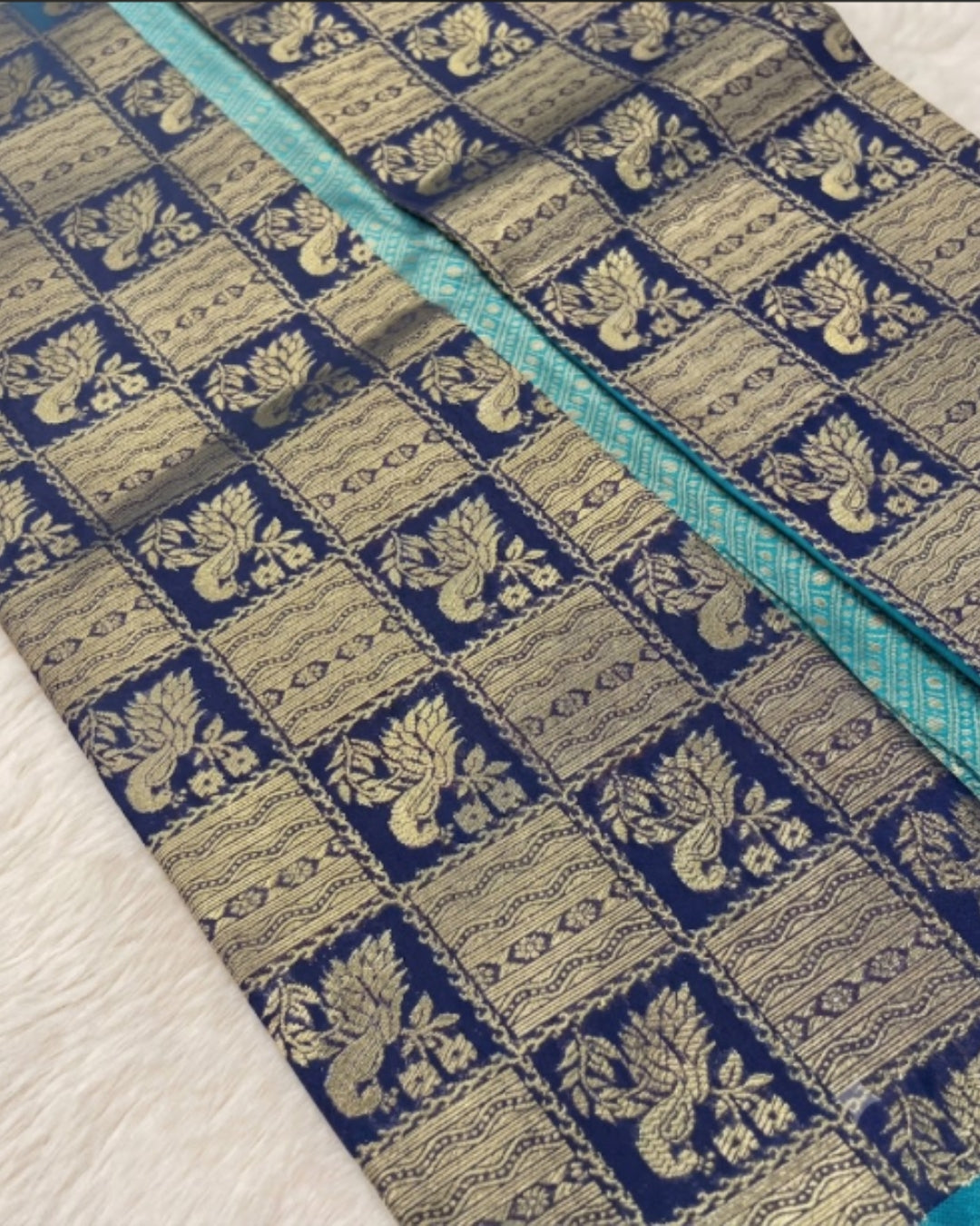 Hemali - Elegant Peacock Banarasi Bird Zari Saree