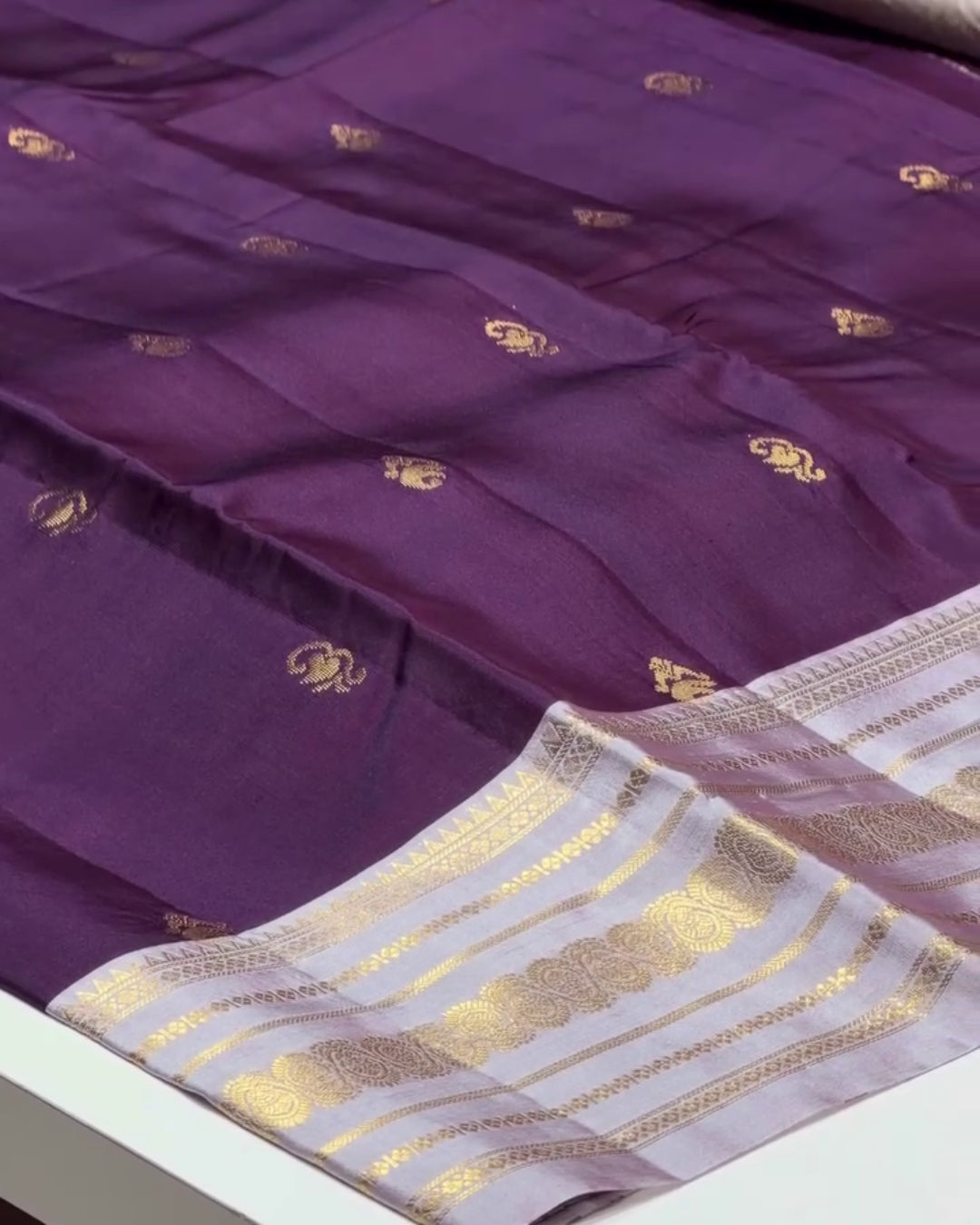Vrunda - Traditional Plum Party Wear Saree