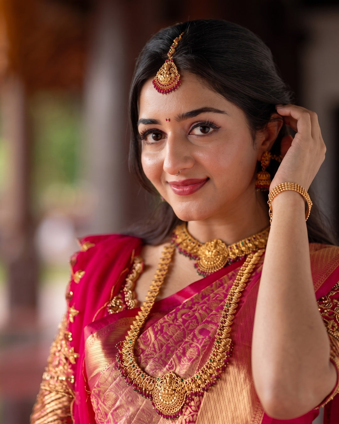 Niva - Rose Gold Banarasi Jacquard Silk Saree