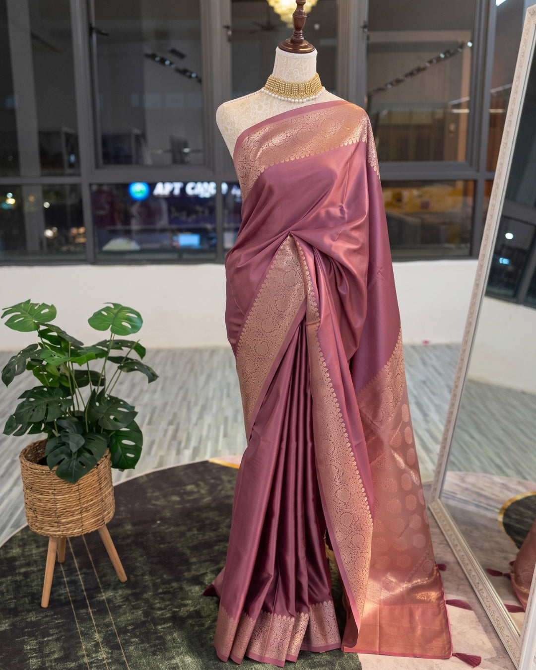 Anika - Dusty Rose Heritage Soft Silk Saree