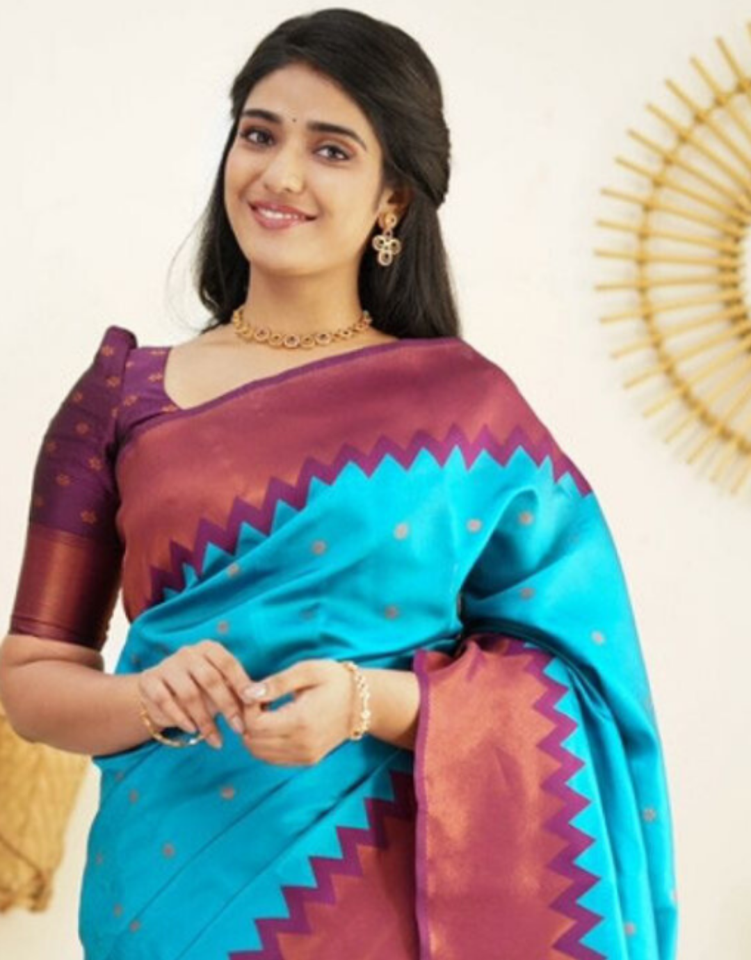 Ishika Sky Blue Kanchipuram Saree