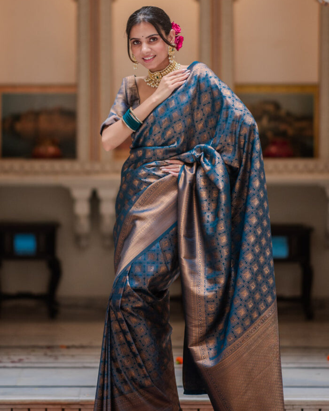 Royal Azure - Banarasi Silk Saree